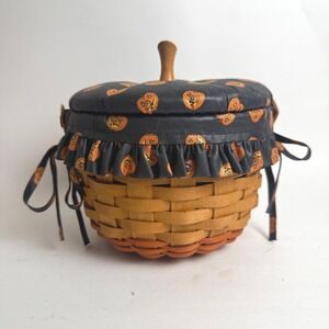 Longaberger 1996 Small Pumpkin Basket, Liner, Lid & Protector Excellent